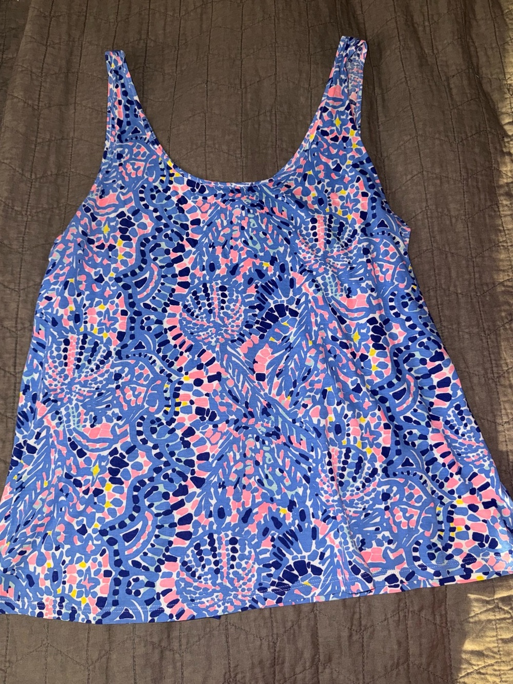 Lilly Pulitzer Pink, Blue & Navy Abstract Print Top